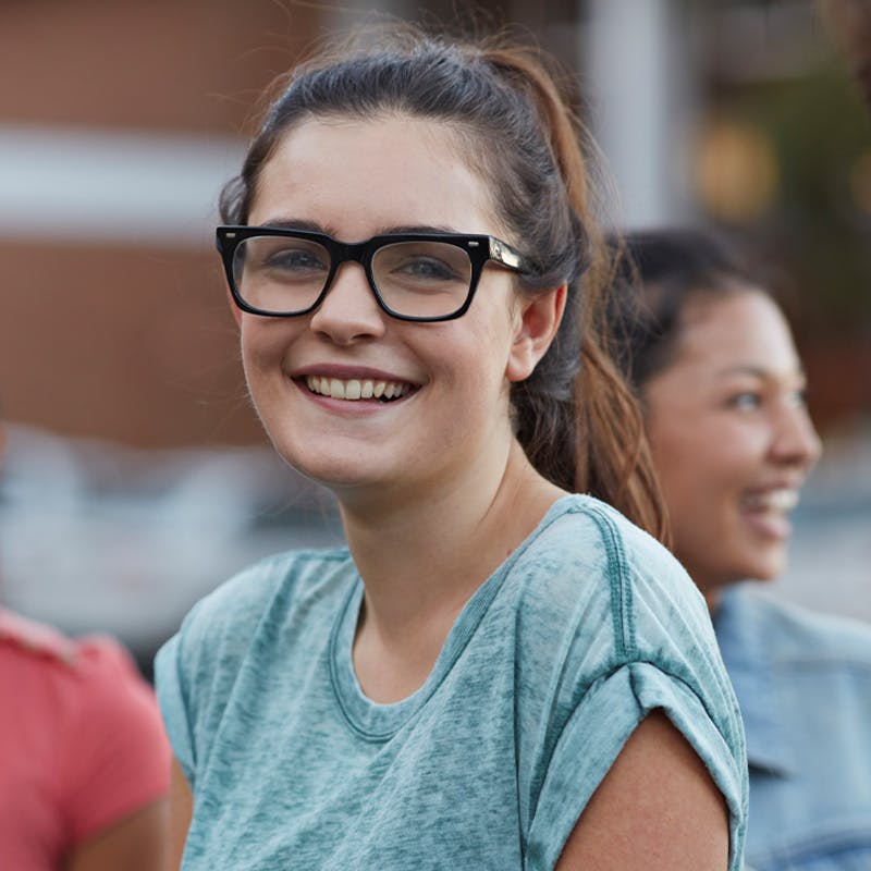 Kings University student with glasses