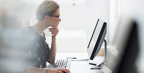 business woman working on computer