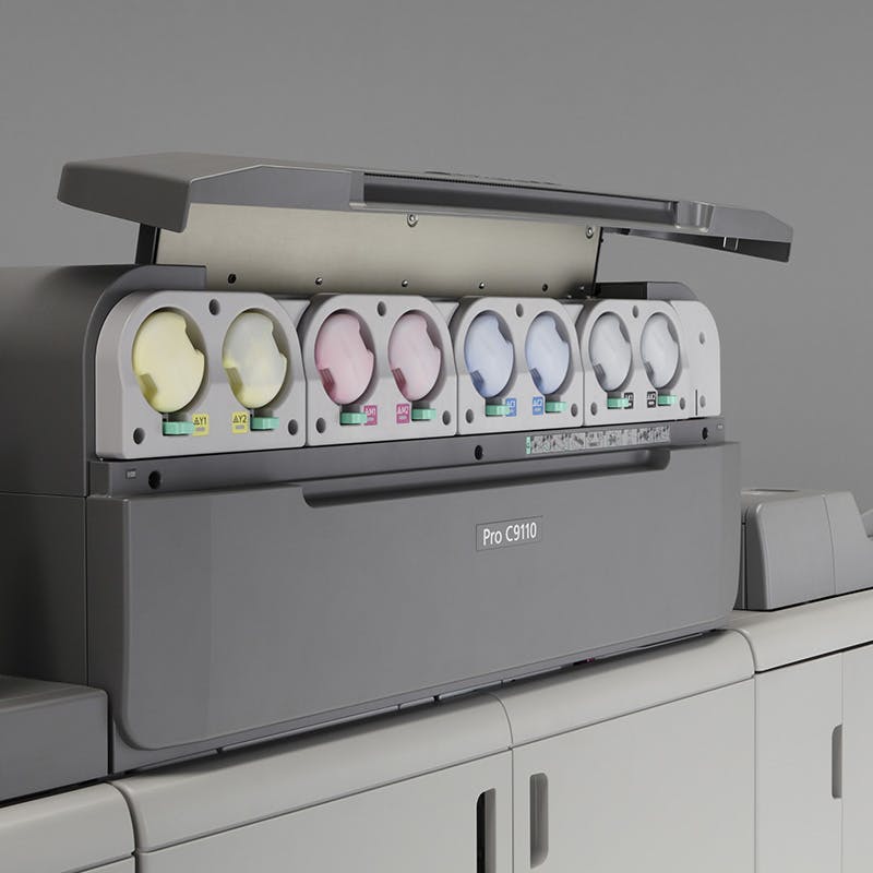 Ricoh CIP printer showing ink cartridges