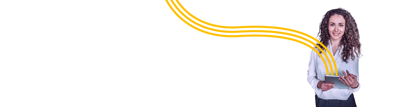 Waist up portrait modern business woman in the office with a laptop