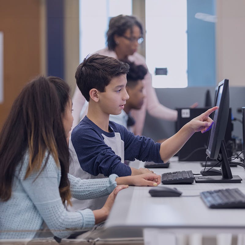 School children in a computer lab