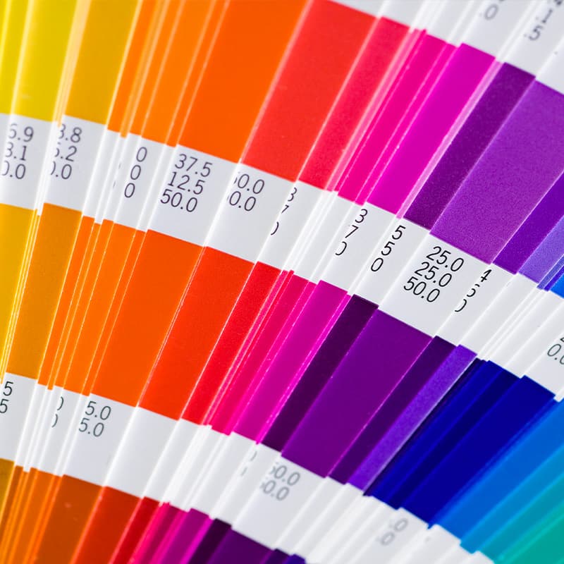 Fanned out pack of spot registered colors