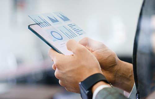 Businessman using virtual visual screen