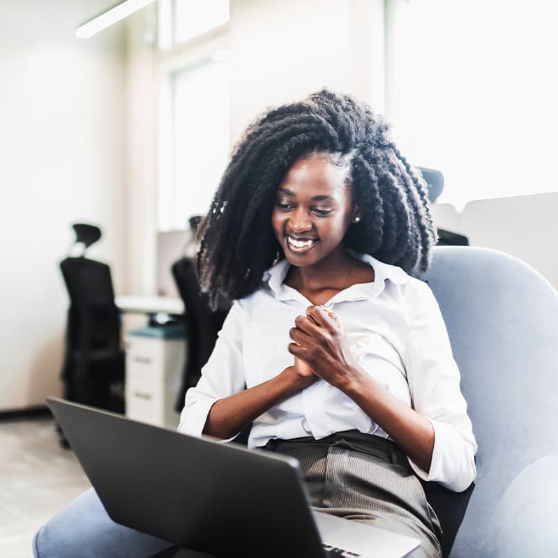 Woman working on laptop
