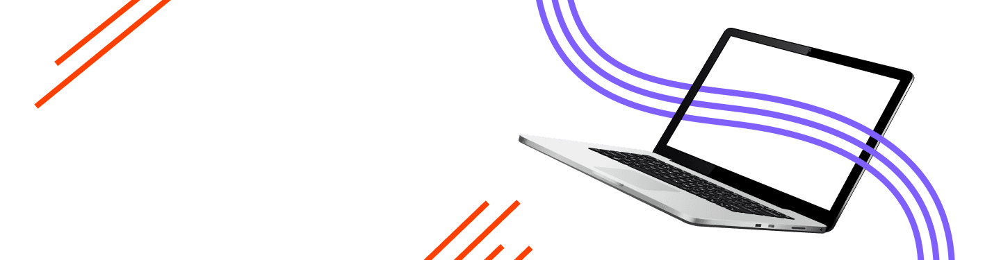 Ordinateur portable traversé par des lignes violettes