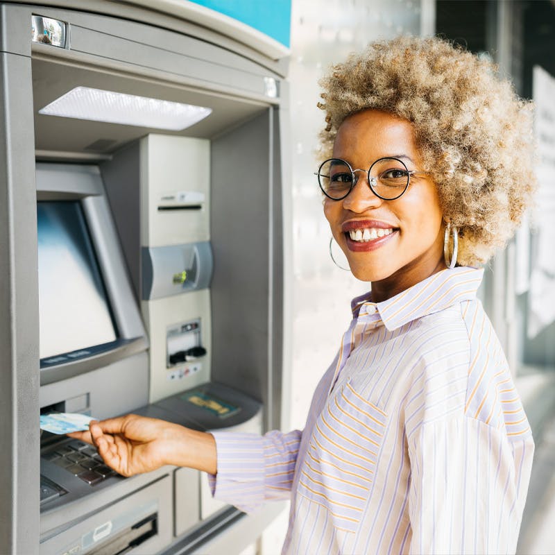 woman at an ATM machine