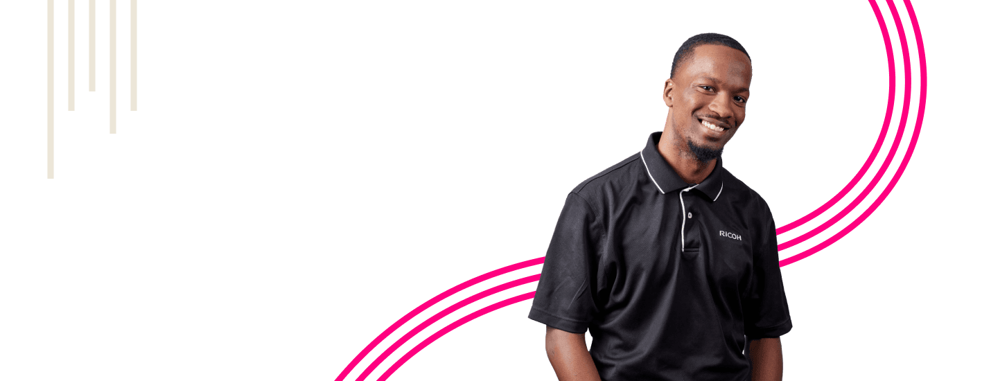 Man in black shirt looking at camera