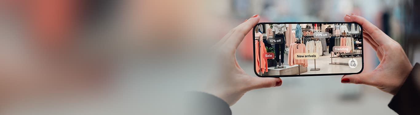 Concept de marketing de détail en réalité augmentée sur un téléphone mobile