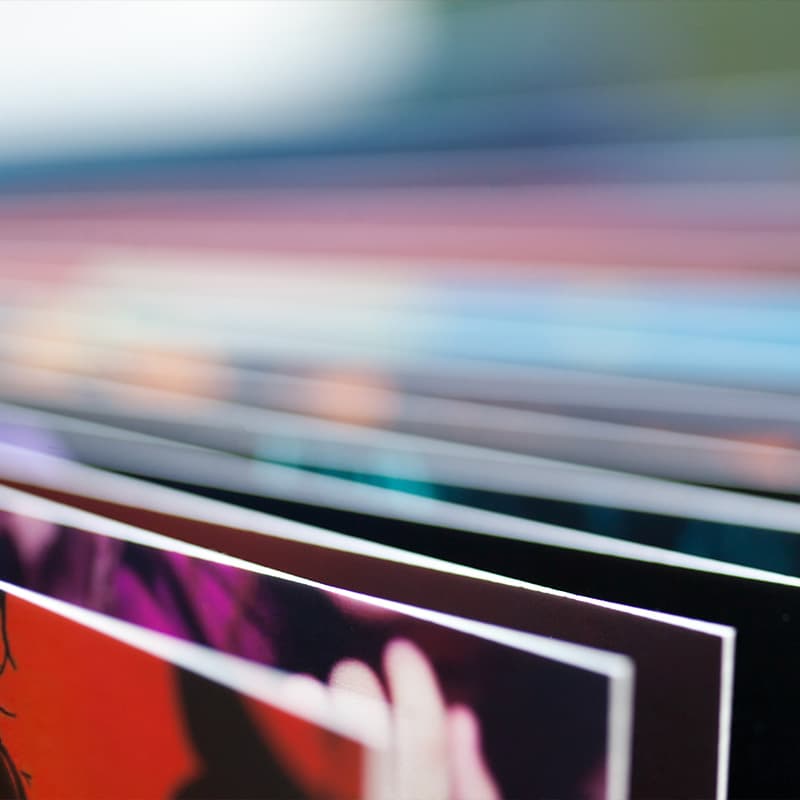 Closeup of colorful printed flyers