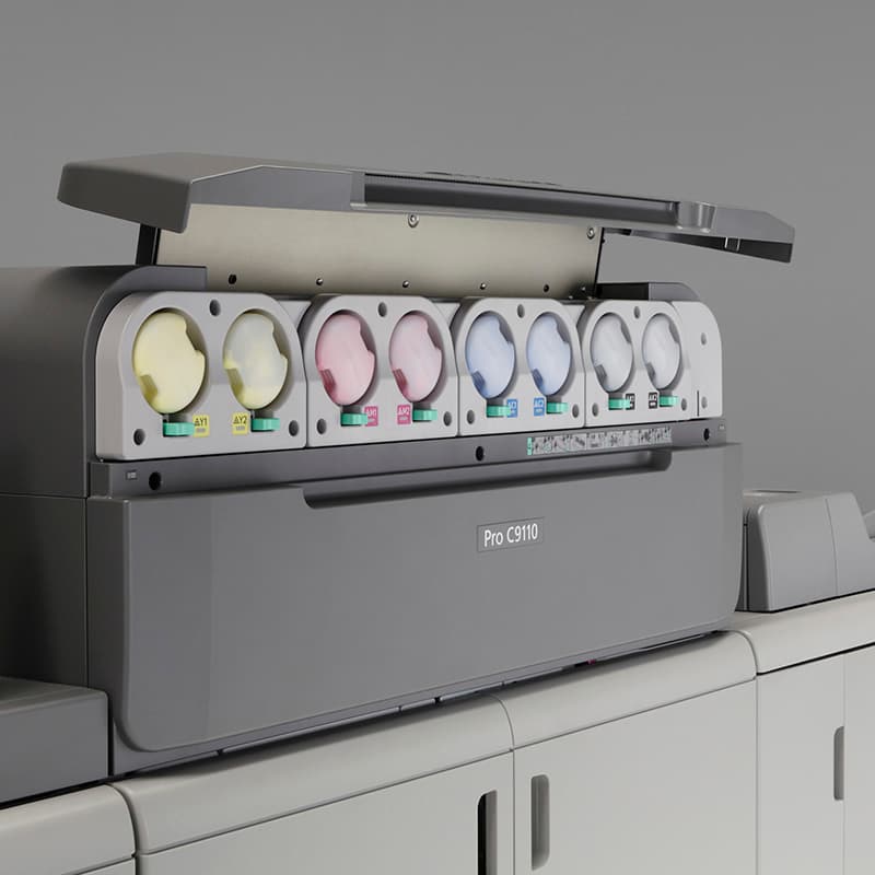 Ricoh CIP printer showing ink cartridges